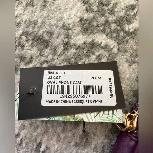 Badgley Mischka Diamond Quilted Oval Crossbody Phone Case in Plum NWT - Picture 3 of 11